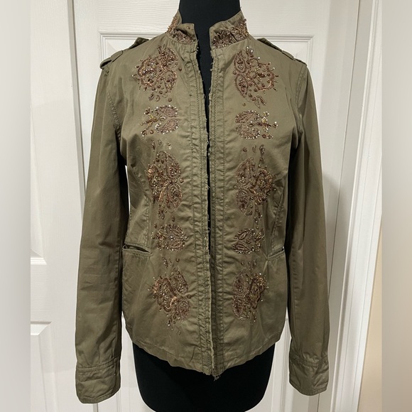 Zara Jackets & Blazers - Zara TRF green jacket with embroidery / sequins, size EU L